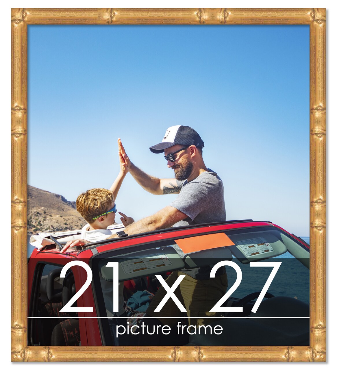 21x27 Thin Bamboo Picture Frame with UV-Resistant Acrylic & Acid Free Backing, Available in 2 Finishes - Gold and Brown